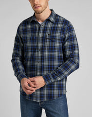 Lee Clean Western Męska Koszula W Kratę Anthem Blue L66RDH21 112322655