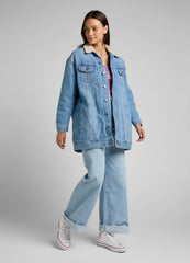 Lee Elongated Sherpa Rider Damska Kurtka Jeansowa Day Use L55NRDZC 112322384