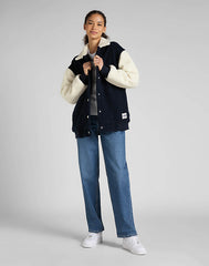 Kurtka Przejściowa Damska Lee Elongated Varsity Jacket Sherpa Navy L55IEX35 112320682