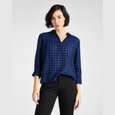 LEE ESSENTIAL BLOUSE DAMSKA BLUZKA W KRATĘ DARK NAVY L45VHTNM 112110614