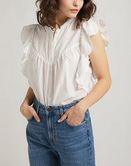 Lee Feminine Woven Top Damska Bluzka Ecru L49YZKNQ 112111153