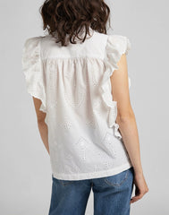 Lee Feminine Woven Top Damska Bluzka Ecru L49YZKNQ 112111153