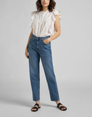 Lee Feminine Woven Top Damska Bluzka Ecru L49YZKNQ 112111153