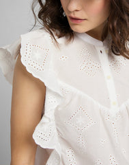 Lee Feminine Woven Top Damska Bluzka Ecru L49YZKNQ 112111153