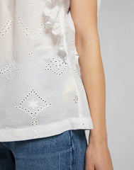 Lee Feminine Woven Top Damska Bluzka Ecru L49YZKNQ 112111153