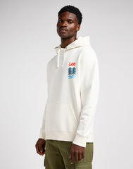 Lee Męska Bluza Z Kapturem Nierozpinana Graphic Hoodie Ecru 112349068 LM34015543