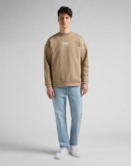 Lee Logo Loose Męska Bluza Klasyczna Nadruk Crew Clay L82ESP56 112145607