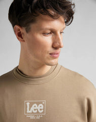 Lee Logo Loose Męska Bluza Klasyczna Nadruk Crew Clay L82ESP56 112145607