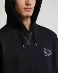 Męska Bluza Z Kapturem Kangurka Lee Loose Seasonal Hoodie Washed Black Ll26fton 112331482