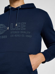 LEE MĘSKA BLUZA Z KAPTUREM LEE SEASONAL HOODIE INKY BLUE 112358048