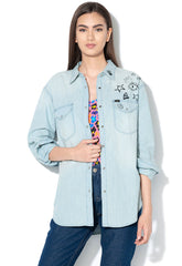 Damska Koszula Jeansowa Lee Oversized Western Bleach Doodle 112110292