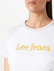 Lee Raglan Tee Damski T-shirt Koszulka Z Krótkim Rękawem Logo Bright White L43NEHLJ 112109703