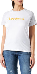 Lee Raglan Tee Damski T-shirt Koszulka Z Krótkim Rękawem Logo Bright White L43NEHLJ 112109703