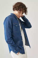 LEE REGULAR WESTERN MĘSKA KOSZULA JEANSOWA DIPPED BLUE L66WPLLA 112145397