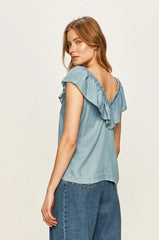 Lee Ruffle Tank Damska Koszulka Sky Blue L46GIINR 112110932