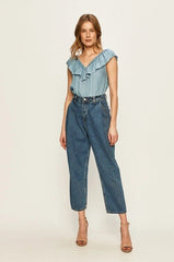 Lee Ruffle Tank Damska Koszulka Sky Blue L46GIINR 112110932