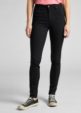 Lee Scarlett High Damskie Spodnie Jeansowe Black Rinse L626AE47 112114135