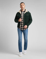 Męska Kurtka Sztruksowa Lee Sherpa Jacket Sztruks Kelp L87AQEIN 112321556