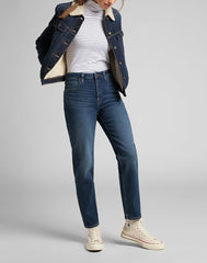 Lee Sherpa Rider Damska Kurtka Jeansowa Dark Sidney L54VSGSU 112140293