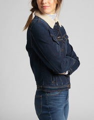 Lee Sherpa Rider Damska Kurtka Jeansowa Dark Sidney L54VSGSU 112140293