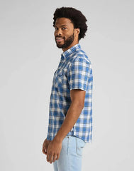 Męska Koszula Krótki Rękaw Lee SS Western Shirt Blue Union L66OOBUF 112145389