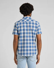 Męska Koszula Krótki Rękaw Lee SS Western Shirt Blue Union L66OOBUF 112145389