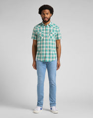 Męska Koszula Lee SS Western Shirt Teal Wash L66OOBUB 112145388