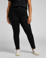 Lee Super High Scarlett Damskie Spodnie Jeansowe Jeansy Black Rinse L32GSY47 112139922