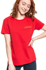 LEE T SHIRT DAMSKI CHEST LOGO TEE WARP RED L43ZFEKG 112109773