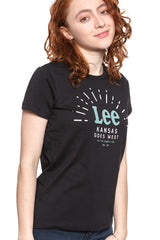 LEE T SHIRT DAMSKI SEASONAL LOGO TEE BLACK L42YRE01 112109518