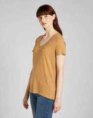 Lee V Neck Tee Damski T-shirt Tobacco Brown L41JENSZ 112140036
