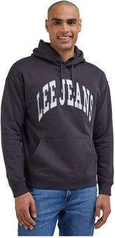 Męska Bluza Z Kapturem Lee Varsity Hoodie Logo Washed Black LL80RFON