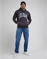 Lee Varsity Hoodie Męska Bluza Z Kapturem Logo Washed Black  LL80RFON