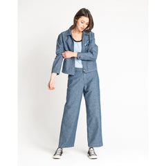 Lee Wide Leg Damskie Spodnie Materiałowe Chambray L31GCMF 112107098