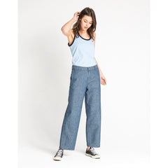 Lee Wide Leg Damskie Spodnie Materiałowe Chambray L31GCMF 112107098