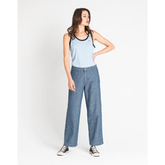 Lee Wide Leg Damskie Spodnie Materiałowe Chambray L31GCMF 112107098