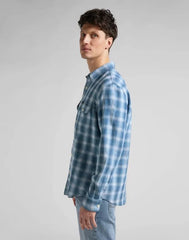 LEE WORKER SHIRT MĘSKA KOSZULA W KRATĘ DŁUGI RĘKAW INDIGO L68HOKDK 112145424
