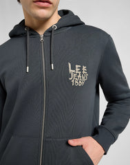MESKA BLUZA LEE ELEVATED ESS ZIP HOODIE WASHED BLACK 112371841
