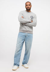 Męska Bluza Mustang Logo Ben Crewneck Mid Grey Mélange 1014159 4140