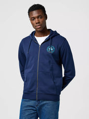 MĘSKA BLUZA WRANGLER GRAPHIC ZIP HOODIE NAVY 112371461