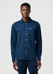 Męska Koszula Jeansowa Wrangler 1 Pkt Shirt Blue Oxide 112371548