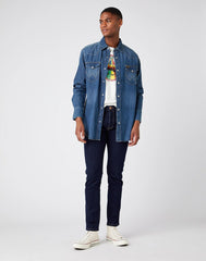 MĘSKA KOSZULA JEANSOWA WRANGLER LS WORKSHIRT TINTED BLUE W5D1AK725 112141437