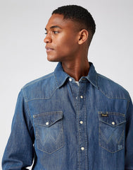 MĘSKA KOSZULA JEANSOWA WRANGLER LS WORKSHIRT TINTED BLUE W5D1AK725 112141437