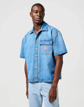 MESKA KOSZULA JEANSOWA WRANGLER SS CJ OVERSHIRT MID WASH 112362747