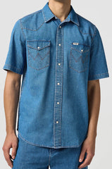 MĘSKA KOSZULA JEANSOWA WRANGLER SS WESTERN SHIRT COOL MEDIUM 112362372