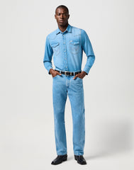 Męska Koszula Jeansowa Wrangler Western Shirt Mid Light Wash 112362744