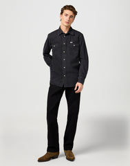 Męska Koszula Jeansowa Wrangler Western Shirt Rinse Black 112362906