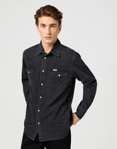 Męska Koszula Jeansowa Wrangler Western Shirt Rinse Black 112362906