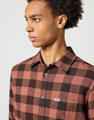 Męska Koszula Krata Wrangler 1 Pkt Shirt Root Beer Check 112357381