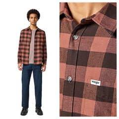 Męska Koszula Krata Wrangler 1 Pkt Shirt Root Beer Check 112357381